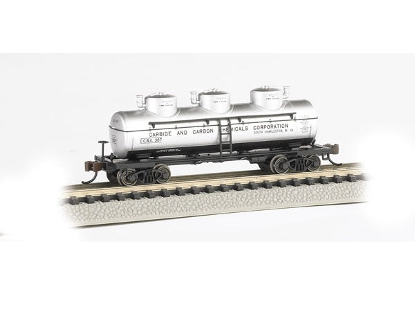 Bachmann Silver Series(R) 3-Dome Tank Car - Carbide & Carbon Chemicals #307 - N Scale (NOS)