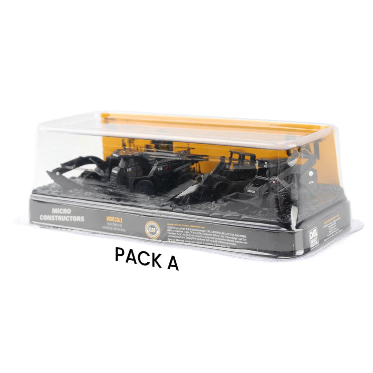 Diecast Masters CAT Micro Constructor Series | Special Edition Black Series | Pack A | 4 Pack