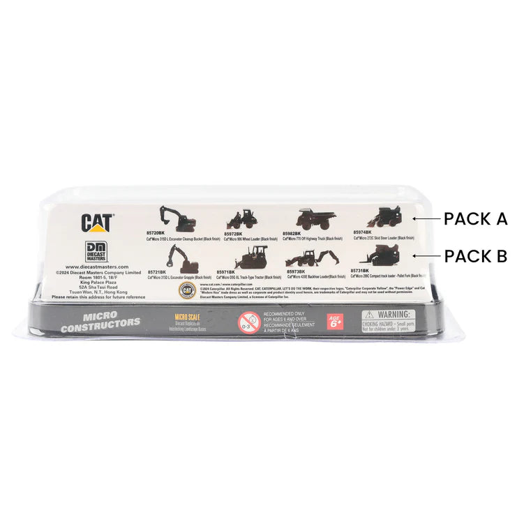 Diecast Masters CAT Micro Constructor Series | Special Edition Black Series | Pack B | 4 Pack