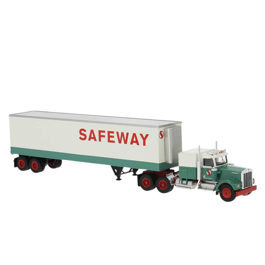 Brekina 86259 1977 Kenworth W900 Semi Tractor & Reefer Trailer Safeway HO Scale