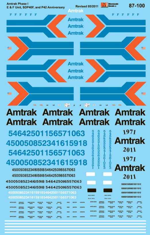 Microscale Industries - Amtrak - EMD E, F & F40PH Diesels - Phase I Scheme 1970 - HO Scale