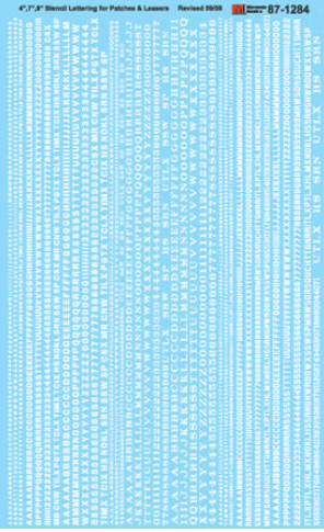 Microscale Industries - Stencil Lettering for Patches & Leasers - 4/7/8" - White - HO Scale