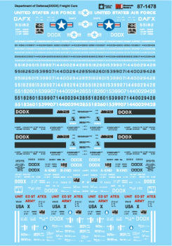 Microscale Industries 87-1478 Department of Defense DODX Military Freight Car Decal Set HO Scale