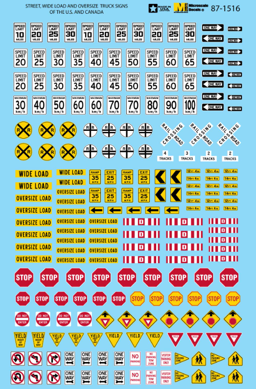 Microscale Industries - Highway Sign Decal Set - Road & Street Signs - HO Scale