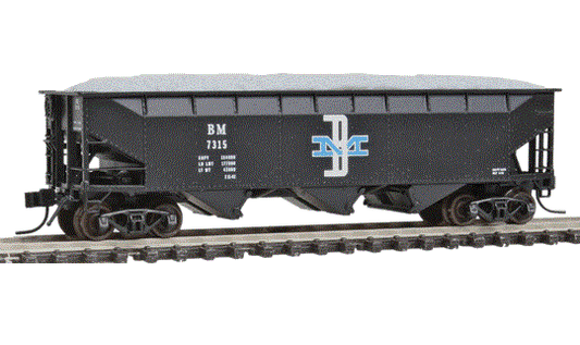 Bluford Shops 70-Ton Offset-Side 3-Bay Hopper w/ Load - Boston & Maine B&M #7309 - N Scale (NOS)