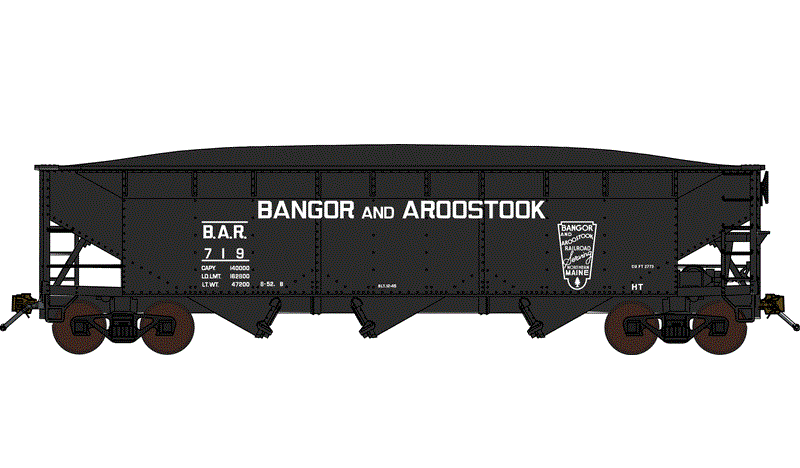 Bluford Shops 70-Ton Offset-Side 3-Bay Hopper w/ Load - Bangor & Aroostook #690 - N Scale (NOS)