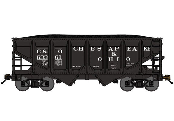 Bluford Shops USRA 30'6" 2-Bay Panel-Side Hopper w/ Load - Chesapeake & Ohio #62783 - N Scale (NOS)