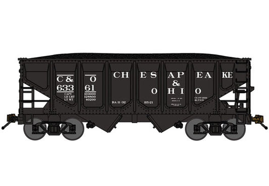 Bluford Shops USRA 30'6" 2-Bay Panel-Side Hopper w/ Load - Chesapeake & Ohio #62783 - N Scale (NOS)