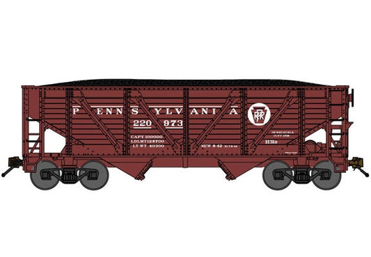 Bluford Shops 2-Bay War-Emergency Composite Hopper w/ Load - Pennsylvania Railroad #220973 - N Scale (NOS)