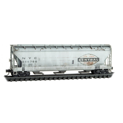 Micro-Trains 3 Bay ACF Center Flow Hopper • New York Central #886760 (Weathered) • N Scale (Pre-Owned)