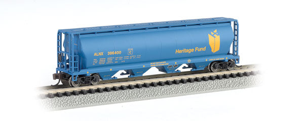Bachmann Silver Series(R) Canadian Cylindrical 4-Bay Grain Hopper - Alberta Heritage Fund ALNX #396400 - N Scale (NOS)