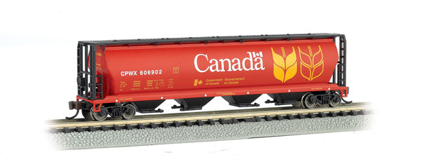 Bachmann Silver Series(R) Canadian Cylindrical 4-Bay Grain Hopper - Govt of Canada CPWX #606902 - N Scale (NOS)