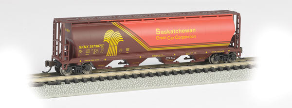 Bachmann Silver Series(R) Canadian Cylindrical 4-Bay Grain Hopper - Saskatchewan Grain Car Corp #397387 - N Scale (NOS)