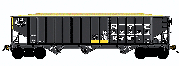 Bluford Shops - 70-Ton 14-Panel 3-Bay Hopper with Wood Chip Load - NYC #922687 - N Scale (NOS)