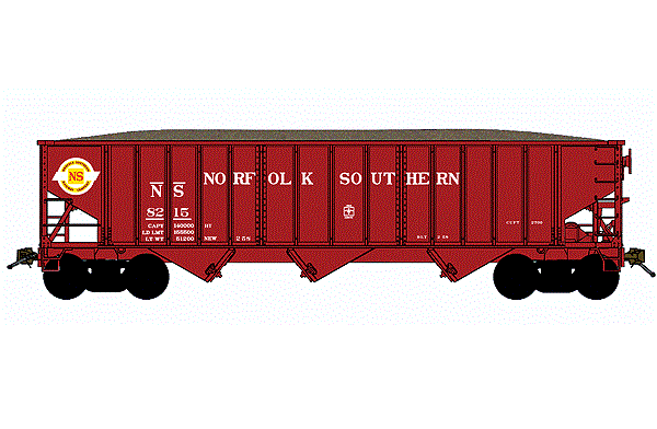 Bluford Shops - 70-Ton 14-Panel 3-Bay Hopper w/ Ballast Load - Norfolk Southern #8215 - N Scale (NOS)