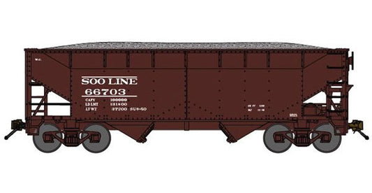 Bluford Shops - 2-Bay Offset-Side Hopper w/ Load - Soo Line #66703 - N Scale (NOS)