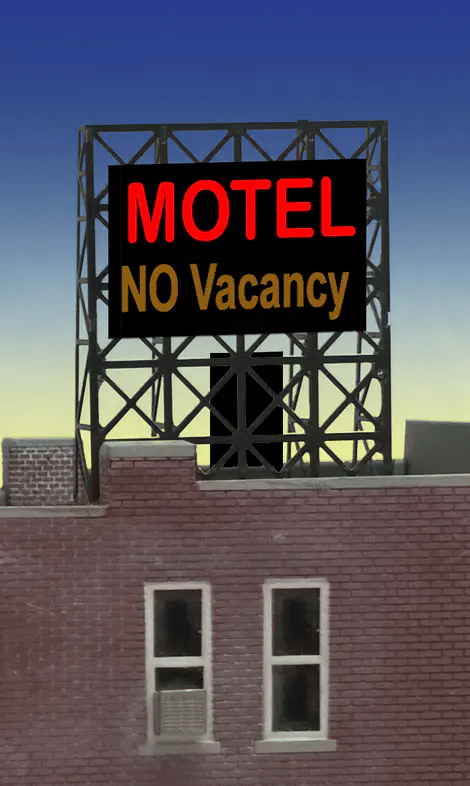 Miller Engineering (33-8975) • Light Works USA • Animated Neon Sign • Motel No Vacancy • Kit • N Scale