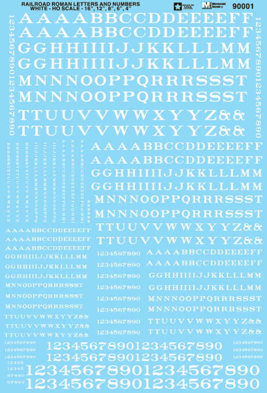 Microscale Industries - Alphabets & Numbers - Railroad Roman - White - HO Scale
