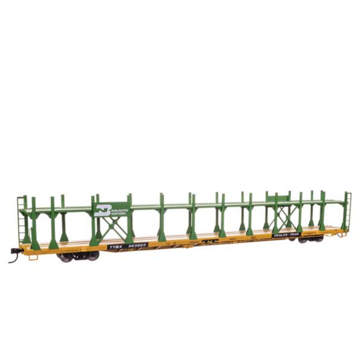 WalthersMainline (910-8030) | 89' Flatcar w/ Bi-Level Open Auto Rack | Burlington Northern #963909 | HO Scale