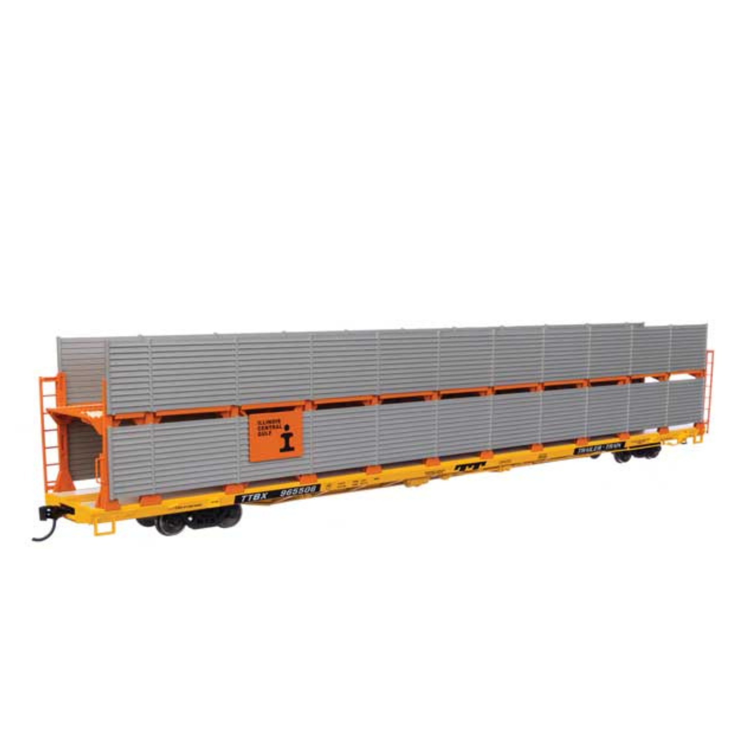 WalthersMainline (910-8113) | 89' Flatcar w/ Bi-Level w/ Shielded Auto Rack | Illinois Central Gulf TTBX #965506 | HO Scale