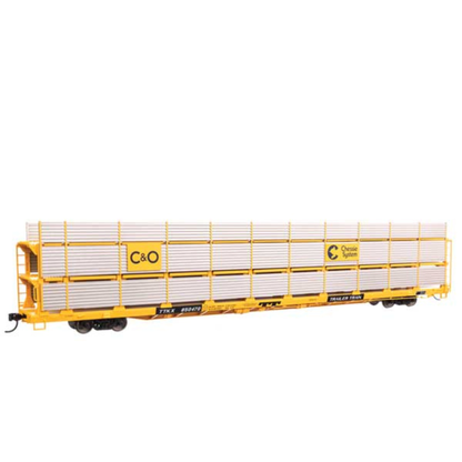 WalthersMainline (910-8306) | 89' Flatcar w/ Tri-Level Shielded Auto Rack | Chesapeake & Ohio TTKX #850470 | HO Scale