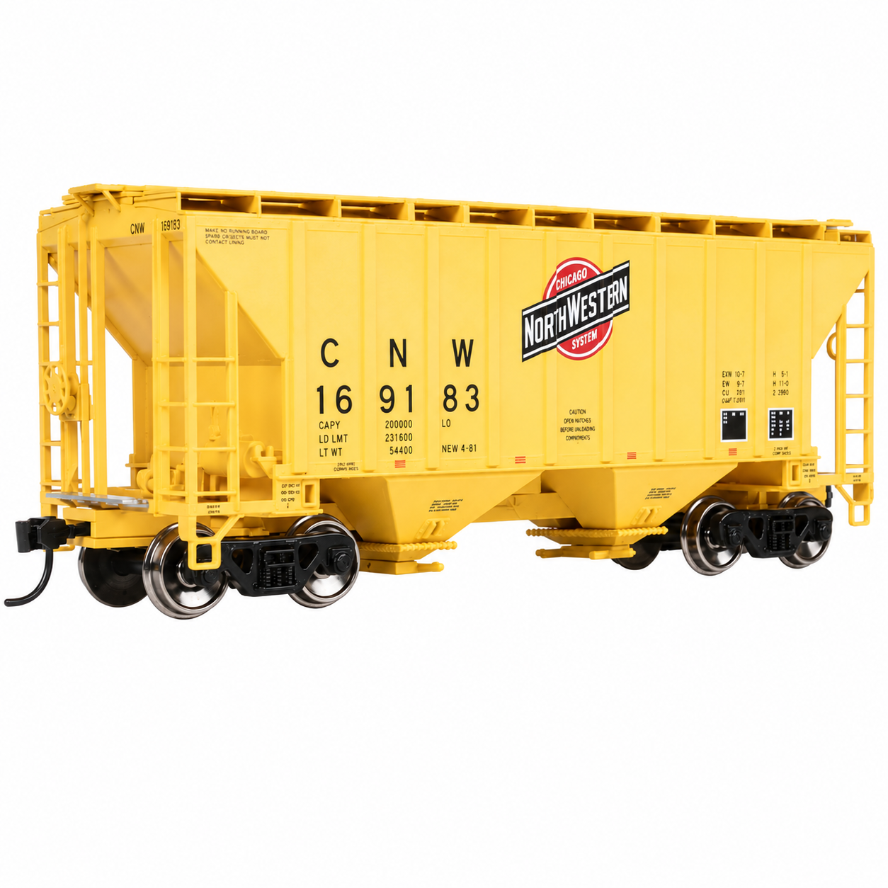 WalthersMainline (910-8502) | 37' 2980 Cubic-Foot 2-Bay Covered Hopper | Chicago and North Western(TM) #169000 | HO Scale