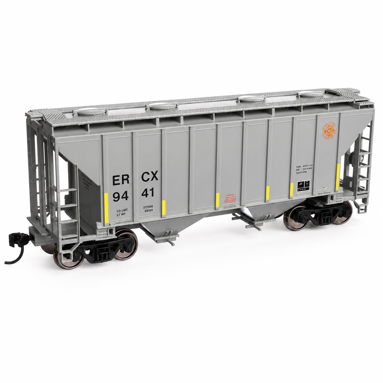 WalthersMainline (910-8509) | 37' 2980 Cubic-Foot 2-Bay Covered Hopper | ERCX #9493 | HO Scale