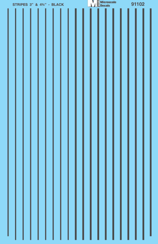 Microscale Industries - Striping - 3" & 4 3/4" - Black - HO Scale