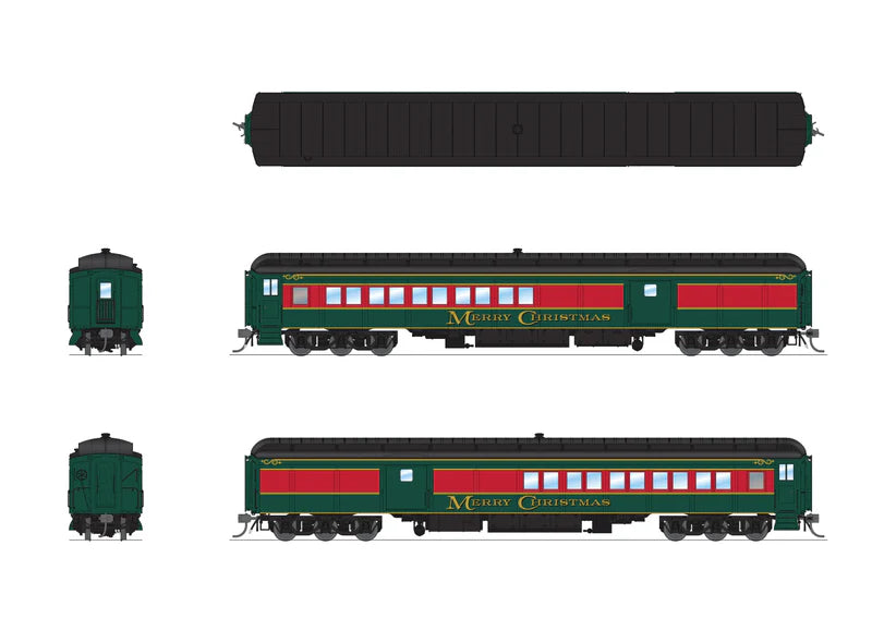 Broadway Limited Heavyweight 5-Car Passenger Set, Christmas Paint Scheme, HO Scale