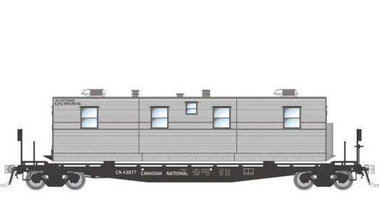Rapido Class F30A 50' Flatcar w/ Camp Trailer (138112A) | Single | Canadian National | HO Scale