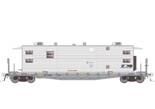 Rapido Class F30A 50' Flatcar w/ Camp Trailer (138110A) | Single | Norfolk Southern | HO Scale