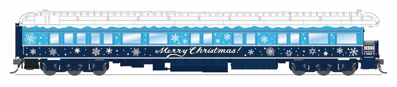 Broadway Limited Imports (9725) • Business Car w/ Lights • Merry Christmas • Blue & White Holiday • HO Scale