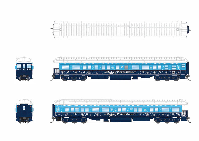 Broadway Limited Imports (9725) • Business Car w/ Lights • Merry Christmas • Blue & White Holiday • HO Scale