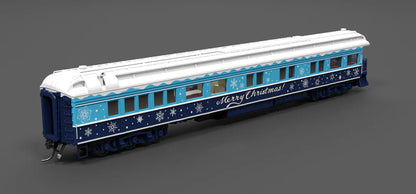 Broadway Limited Imports (9725) • Business Car w/ Lights • Merry Christmas • Blue & White Holiday • HO Scale