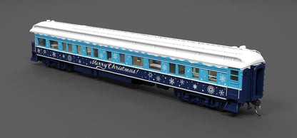 Broadway Limited Imports (9725) • Business Car w/ Lights • Merry Christmas • Blue & White Holiday • HO Scale
