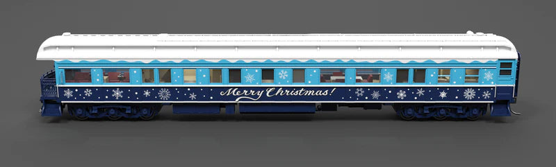 Broadway Limited Imports (9725) • Business Car w/ Lights • Merry Christmas • Blue & White Holiday • HO Scale