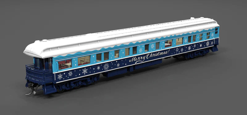 Broadway Limited Imports (9725) • Business Car w/ Lights • Merry Christmas • Blue & White Holiday • HO Scale