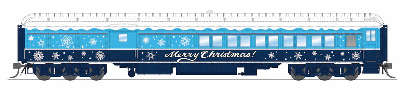 Broadway Limited Imports (9745) • Baggage-Combine Car w/ Lights • Merry Christmas • Blue & White Holiday • HO Scale