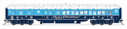 Broadway Limited Imports (9745) • Baggage-Combine Car w/ Lights • Merry Christmas • Blue & White Holiday • HO Scale