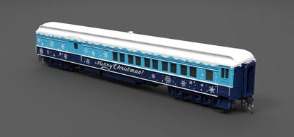 Broadway Limited Imports (9745) • Baggage-Combine Car w/ Lights • Merry Christmas • Blue & White Holiday • HO Scale