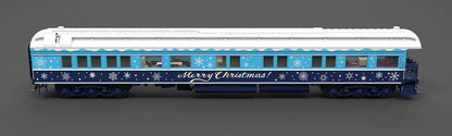 Broadway Limited Imports (9725) • Business Car w/ Lights • Merry Christmas • Blue & White Holiday • HO Scale