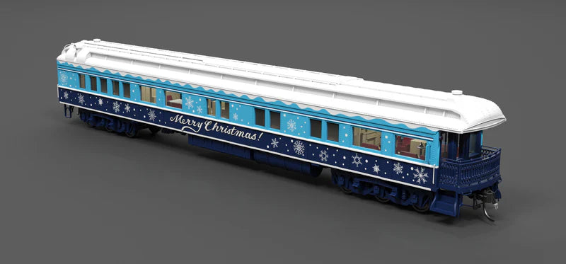 Broadway Limited Imports (9725) • Business Car w/ Lights • Merry Christmas • Blue & White Holiday • HO Scale