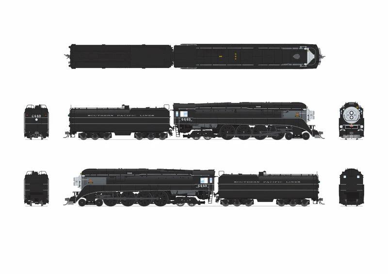 Broadway Limited Imports Southern Pacific GS-4 #4449 - 2001 Excursion - Black w/ Pinstripes - Paragon4 - Sound/DC/DCC - Smoke - HO Scale