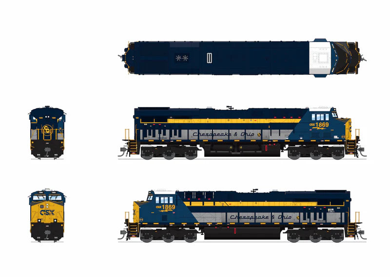 Broadway Limited Imports GE ES44AC - CSX #1869 - C&O Heritage Paint - Paragon4 Sound/DC/DCC w/ Smoke - HO Scale