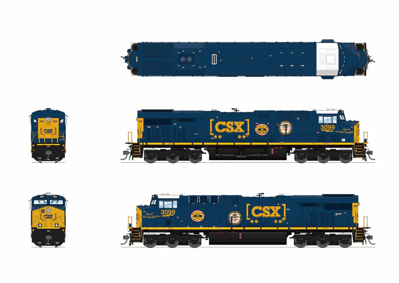 Broadway Limited Imports GE ES44AC - CSX #3099 - Boxcar Scheme - "Spirit of West Springfield" - Stealth/No Sound - DCC-Ready - HO Scale
