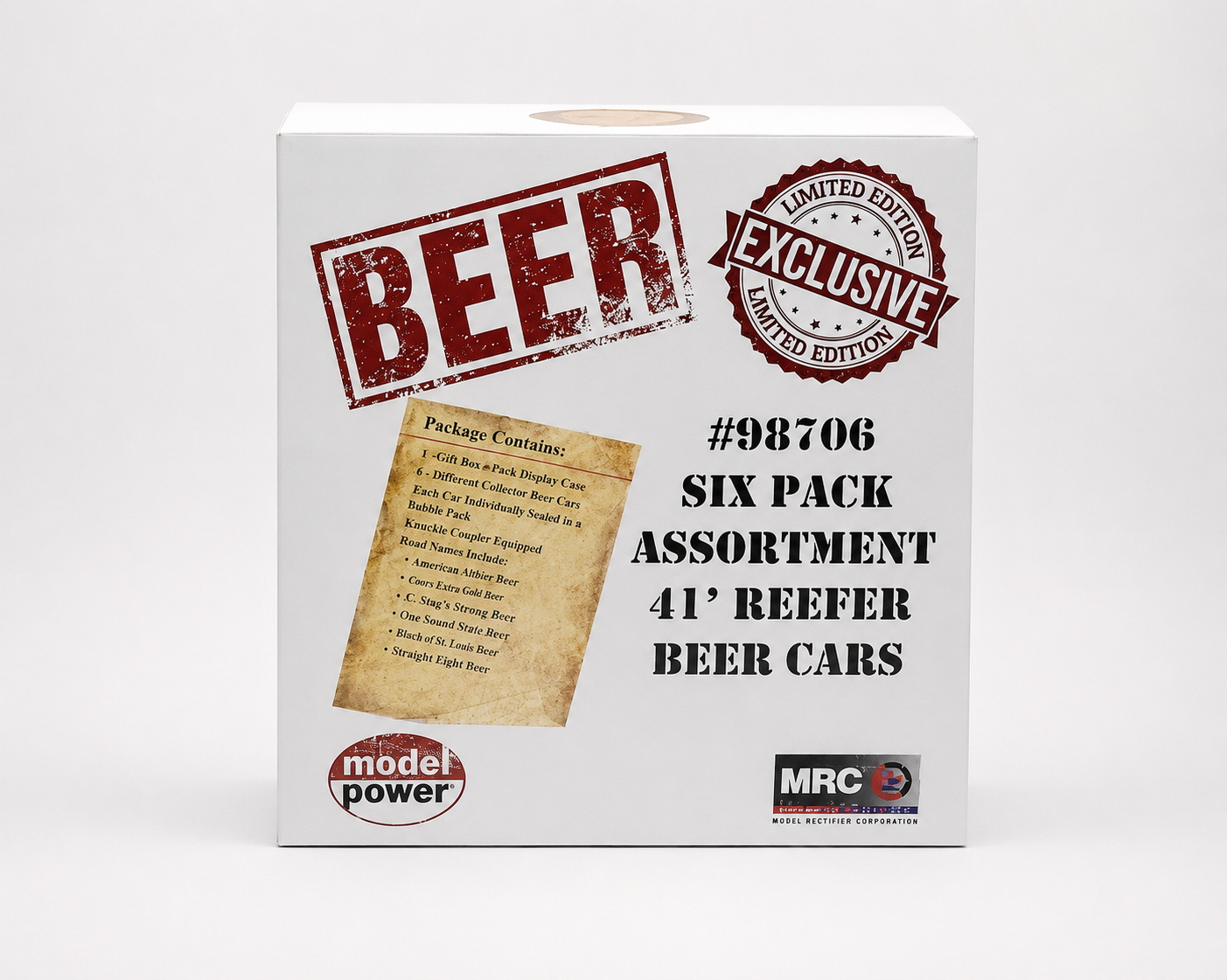 Model Power (98706) • 41' Reefer Beer Cars • Six-Pack • Assorted • Limited Edition • HO Scale