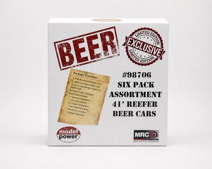 Model Power (98706) • 41' Reefer Beer Cars • Six-Pack • Assorted • Limited Edition • HO Scale