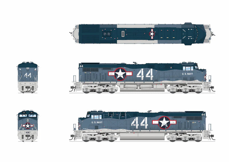 Broadway Limited Imports GE ES44AC - US Navy #44 - Stealth/No Sound - DCC-Ready - HO Scale