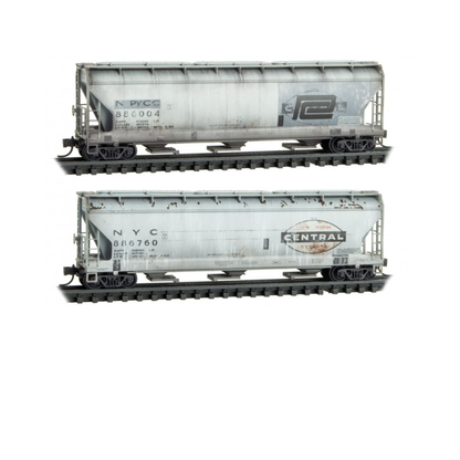 Micro-Trains (99305061) • 3-Bay Covered Hoppers • Conrail / ex-PC 2 Pack (Weathered) • N Scale (Pre-Owned)