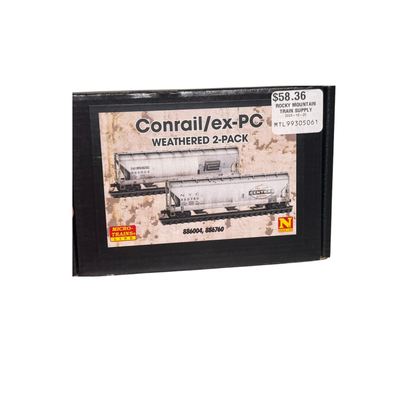 Micro-Trains (99305061) • 3-Bay Covered Hoppers • Conrail / ex-PC 2 Pack (Weathered) • N Scale (Pre-Owned)